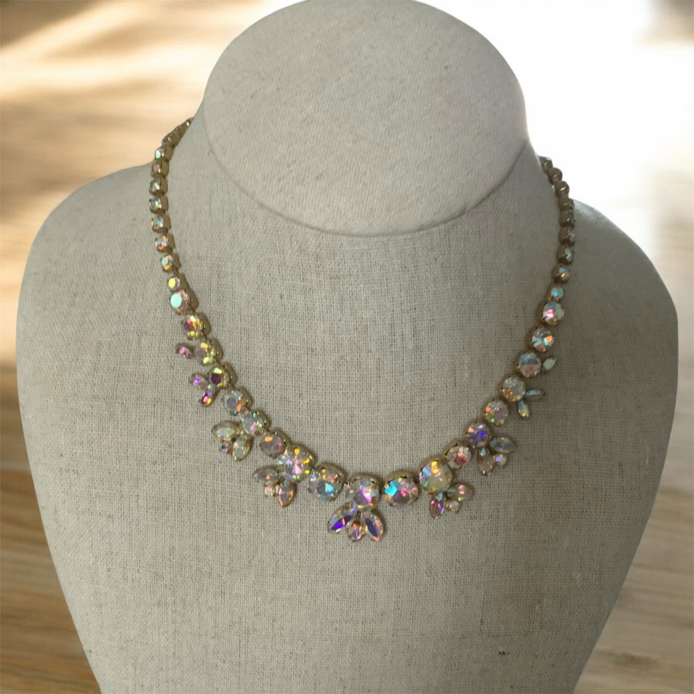Amsel Necklace Crystal Aurora Borealis Vintage